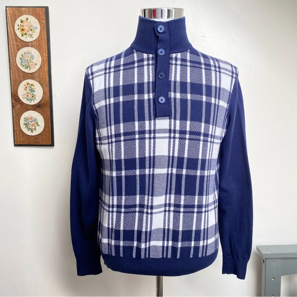 Paul Fredrick Plaid Knit Sweater